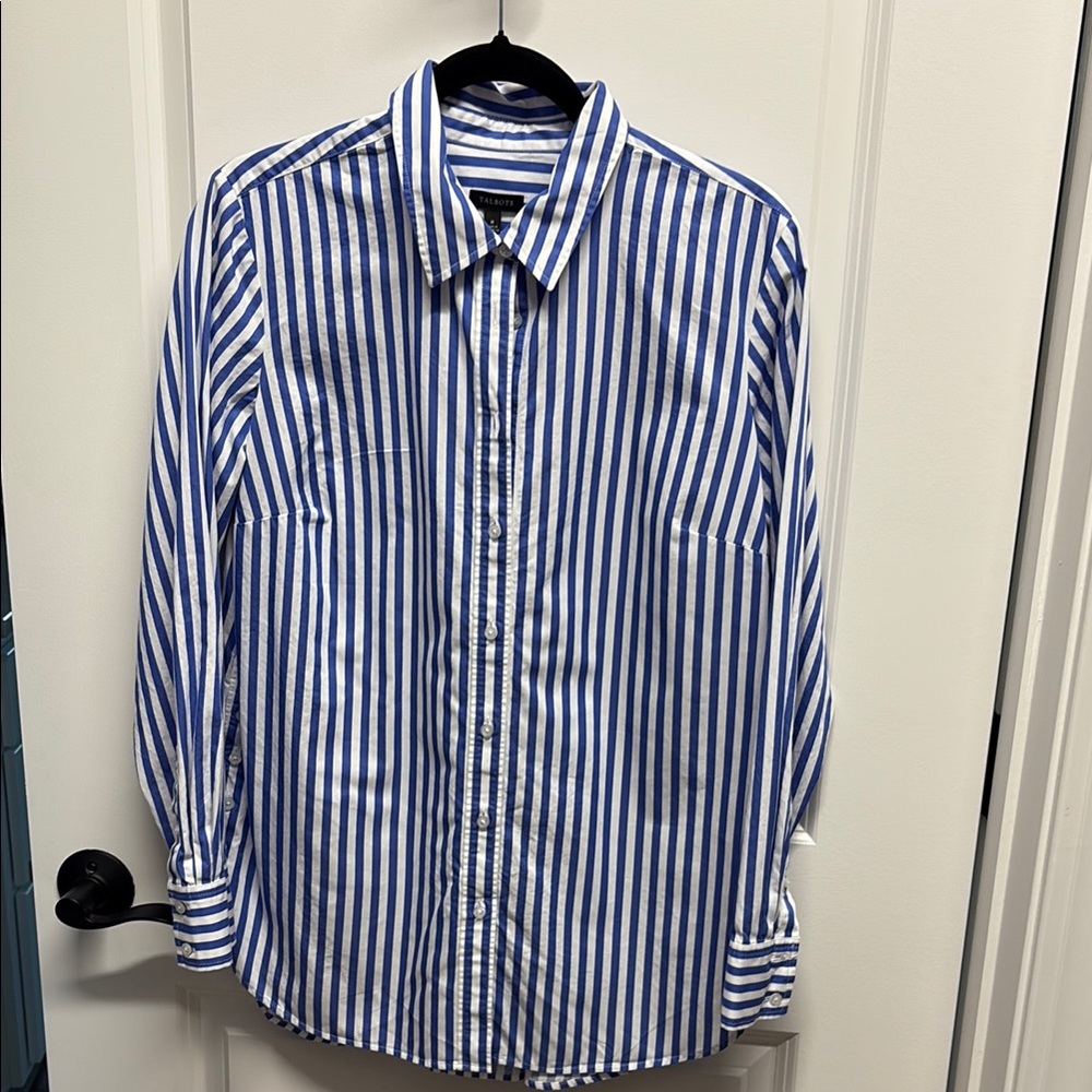 Talbots Blue and White Striped Button Down Shirt
